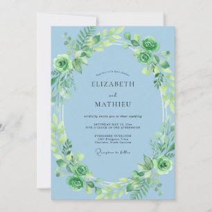 Convites Casamento com Folhagem de Eucalipto Azul Claro