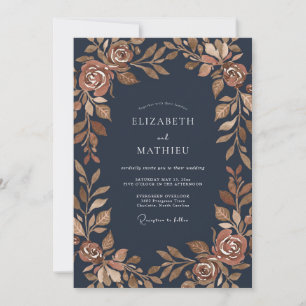 Convites Casamento com Folhagem de Eucalipto Cobre Meia-Noi