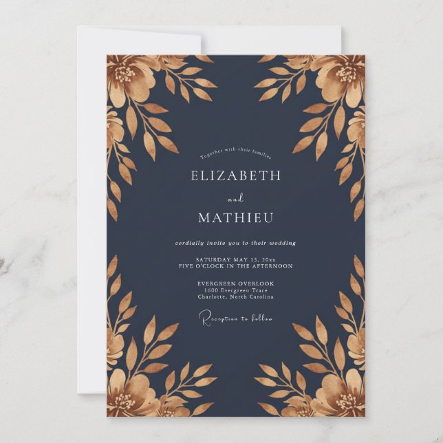 Convites Casamento com Folhagem de Eucalipto Esmaecido e Do (Frente)