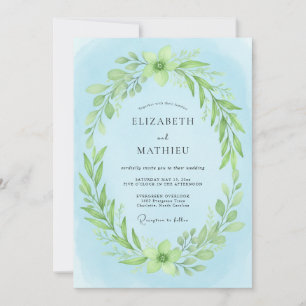 Convites Casamento com Folhagem de Eucalipto Sky Lime