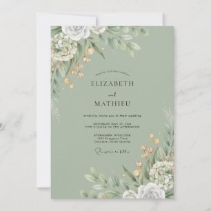 Convites Casamento com Folhagem de Oliva Eucalipto Empoeira