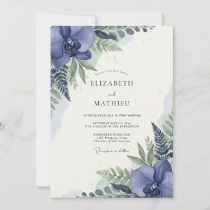 Convites Casamento com Folhagem de Orquídea Índigo