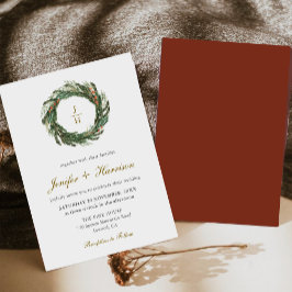 Convites Casamento com folhagem de pinheiro de inverno clás