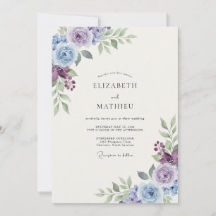 Convites Casamento com Folhagem de Salva Violeta Periwinkle
