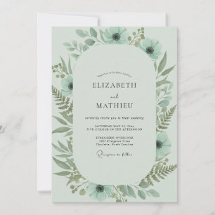 Convites Casamento com Folhagem de Samambaia Celadon