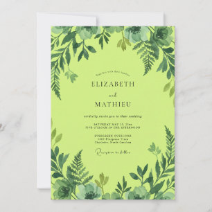 Convites Casamento com Folhagem em Aquarela de Limão