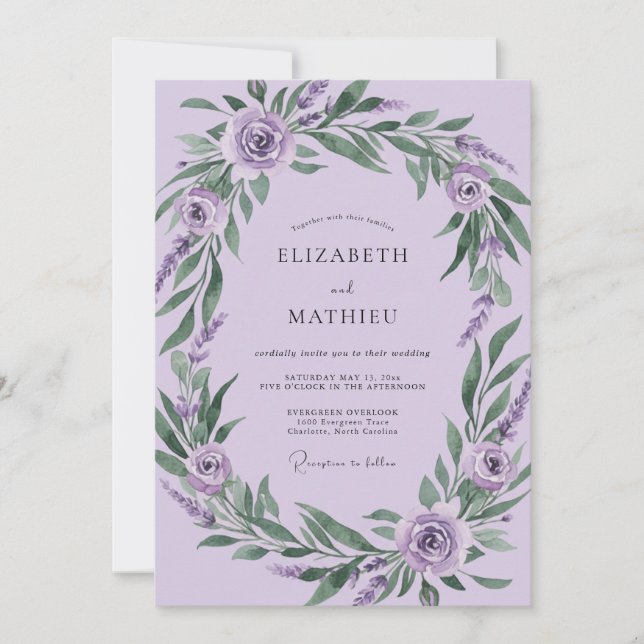 Convites Casamento com Folhagem Exuberante de Orquídea (Frente)