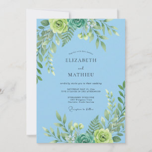 Convites Casamento com Folhagem Muted Eucalipto Céu Mint