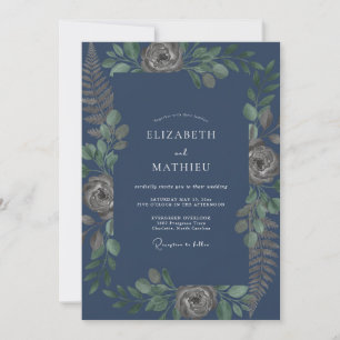 Convites Casamento com Folhagem Pintada de Aço