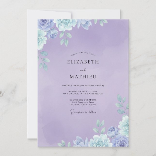 Convites Casamento com Folhagem Pintada de Ámbar (Frente)