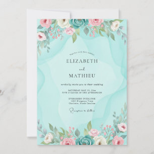Convites Casamento com Folhagem Pintada de Hortelã