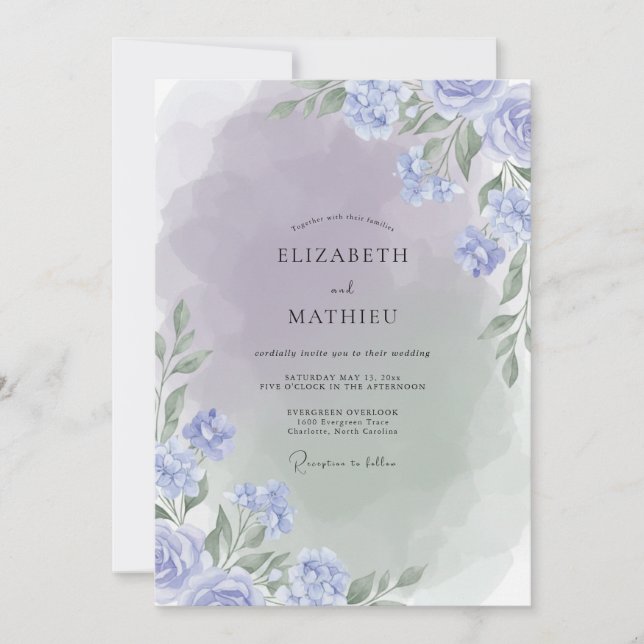 Convites Casamento com Folhagem Pintada de Vinca Dourada (Frente)