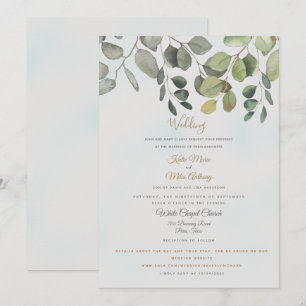 Convites Casamento com Folhagem Turquesa Empoeirada e Site