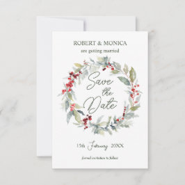 Convites Casamento com Folhagem Vermelha Berries Greenery S