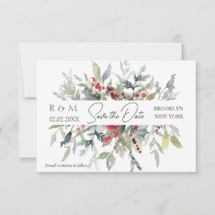 Convites Casamento com Folhagem Vermelha Berries Greenery S