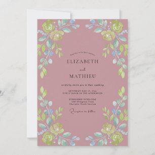Convites Casamento com Folhas Amarelas Malva