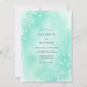 Convites Casamento com Folhas Aquáticas de Hortelã Jardim
