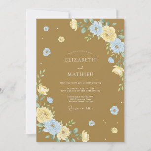 Convites Casamento com Folhas Azure Caramelo