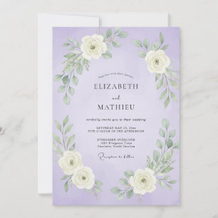 Convites Casamento com Folhas Brancas de Lavanda