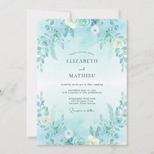 Convites Casamento com Folhas Cerúleas ao Luar