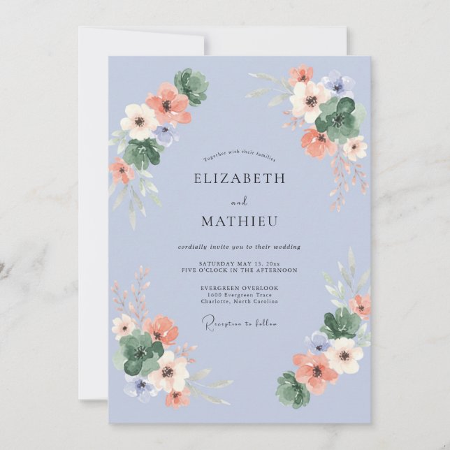 Convites Casamento com Folhas de Alperce e Vinca Menor (Frente)