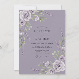 Convites Casamento com Folhas de Âmbar Roxo Desbotado