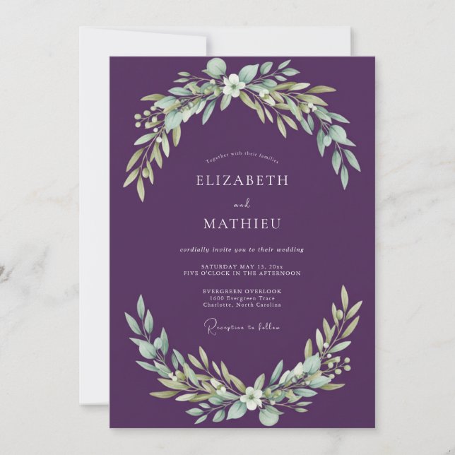 Convites Casamento com Folhas de Ameixa (Frente)