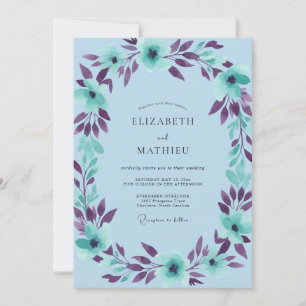 Convites Casamento com Folhas de Ameixa Azul