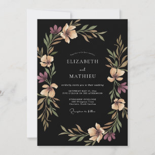Convites Casamento com Folhas de Ameixa Preta