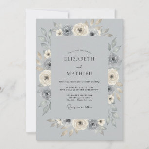 Convites Casamento com Folhas de Champagne Prateado