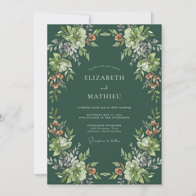 Convites Casamento com Folhas de Cobre Caçador (Frente)