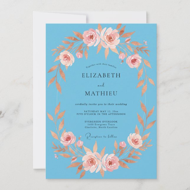 Convites Casamento com Folhas de Damasco Flor de Milho (Frente)