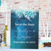 Casamento com folhas de folhas de cor azul Elegant