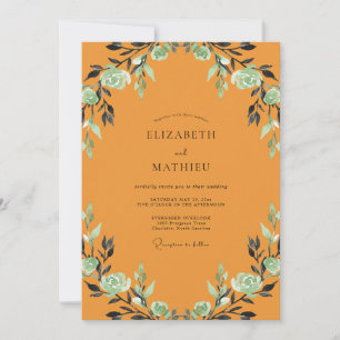 Convites Casamento com Folhas de Hortelã Âmbar