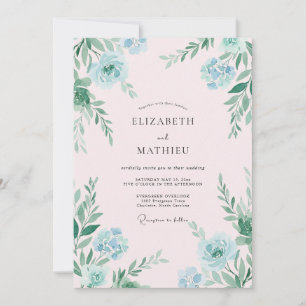 Convites Casamento com Folhas de Hortelã Aquática Pintadas