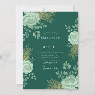 Convites Casamento com Folhas de Hortelã Azul