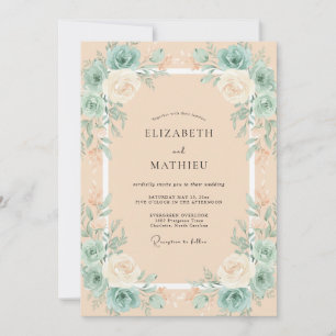 Convites Casamento com Folhas de Hortelã e Champanhe