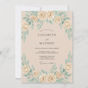 Convites Casamento com Folhas de Hortelã e Champanhe Suave