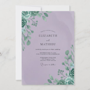 Convites Casamento com Folhas de Hortelã e Lilás