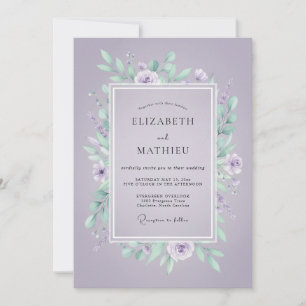 Convites Casamento com Folhas de Hortelã Violeta