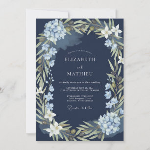 Convites Casamento com Folhas de Hortênsia à Meia-Noite