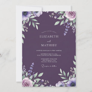 Convites Casamento com Folhas de Lavanda Roxa