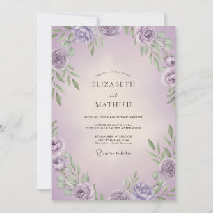 Convites Casamento com Folhas de Lilás Lavanda