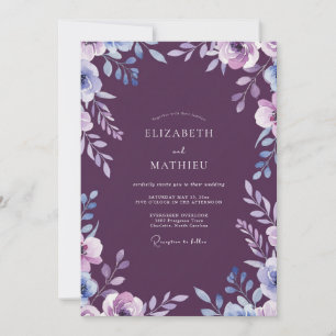 Convites Casamento com Folhas de Lilás Roxo