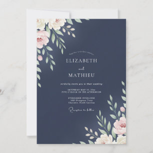 Convites Casamento com Folhas de Marfim à Meia-Noite