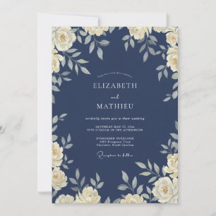 Convites Casamento com Folhas de Marfim Tinta
