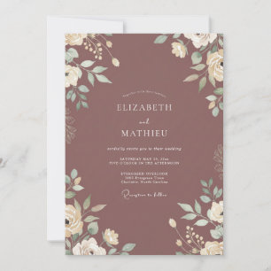 Convites Casamento com Folhas de Mauve Suave