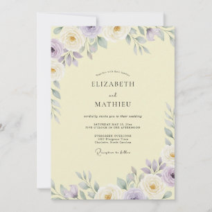 Convites Casamento com Folhas de Mauve Vintage Creme