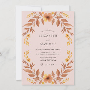 Convites Casamento com Folhas de Ocre Malva
