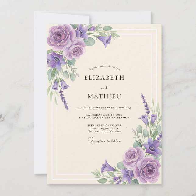 Convites Casamento com Folhas de Orquídea (Frente)
